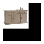 PARIS Sideboard-Kommode, Kommode mit 3 Flügeltüren und 2 Schubladen aus massivem Kiefernholz, taupe gebeizt
