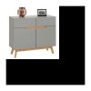 TIBOR Sideboard im skandinavischen Vintage-Stil, Kommode im nordischen Design, Kommode mit 2 Schubladen und 2 Türen, aus grau gebeizter massiver