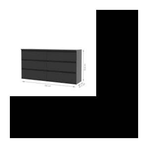 Schlafzimmerkommode – moderner mattschwarzer Stil – L 154 cm