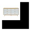 Kommode mit 6 Schubladen und Griffen aus weißem Leder und Holz – L 158,5 x T 40 x H 80 cm