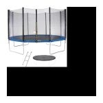 Trampolin MAXI ECO Ø 430 cm blau – mit Netz, Leiter, Schutzhülle