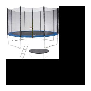 Trampolin MAXI ECO Ø 430 cm blau – mit Netz, Leiter, Schutzhülle