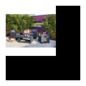 Gartenmöbel aus Kunstharzgeflecht ALLIBERT 4 Personen MONACO Grau