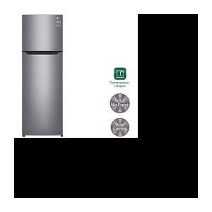 LG GT5525PS hoher Kühlschrank mit Gefrierfach – 254 l (198+56) – belüftete Kälte – A++ – L 55,6 cm x H 166,5 cm – Silber – Eismaschine
