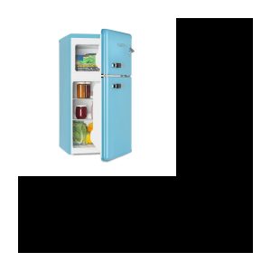 Klarstein Irene Kühlschrank – klassisch mit Hochgefrierfach: 85 Liter (61L + 24L) – 40 dB – Klasse A+ – Retro-blaues Design