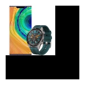 HUAWEI Mate 30 Pro Silber 256 GB (Google Services nicht integriert) + GT Dunkelgrüne Uhr