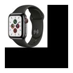 Apple Watch Series 5 Cellular 40 mm Space Black Edelstahlgehäuse mit schwarzem Sportarmband – S/M