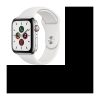 Apple Watch Series 5 Cellular 44 mm Lederarmband mit weißem Sportarmband – M/L