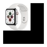 Apple Watch Series 5 Cellular 44 mm Lederarmband mit weißem Sportarmband – M/L