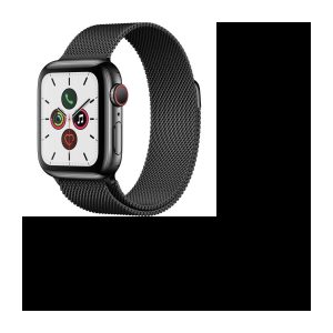 Apple Watch Series 5 Cellular 40 mm Edelstahlgehäuse in Space Black mit Milanaise-Armband in Space Black – S/M
