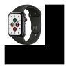 Apple Watch Series 5 Cellular 44 mm Edelstahlgehäuse in Space Grey mit schwarzem Sportarmband – M/L