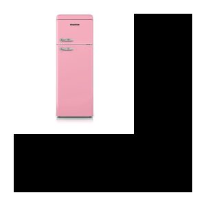 SCHNEIDER SDD208VP zweitüriger Vintage-Kühlschrank 208 Liter (168 Liter + 40 Liter) – rosa Farbe – A+